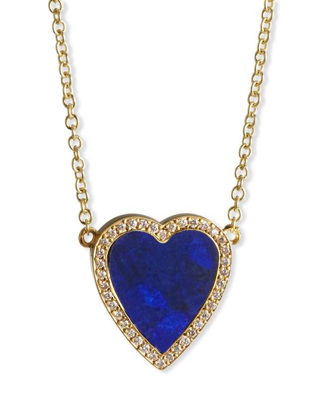 18k Lapis Heart Necklace with Diamonds